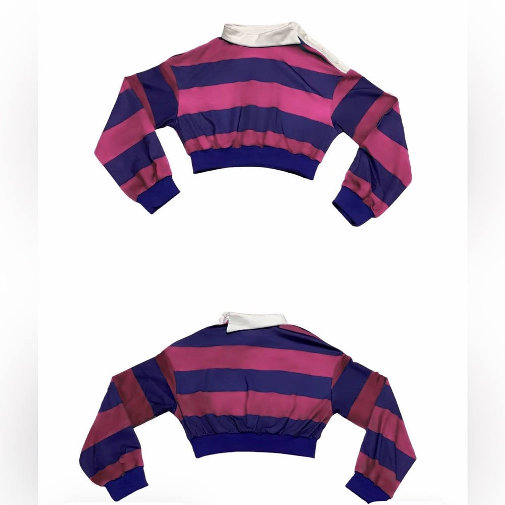 Striped Cropped Pullover in Purple and Pink
